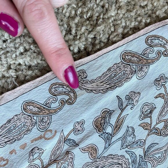 VTG Oscar de la Renta Silk Oblong Scarf Art Nouveau Romantic Bias Cut ~70”